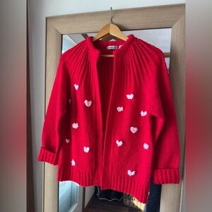 Vintage Cobble Creek Hand Embroidered Heart Cardigan medium